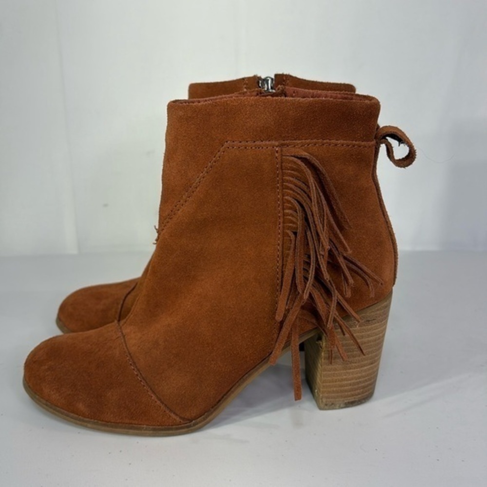 ✂️Toms rust colored suede with fringe booties